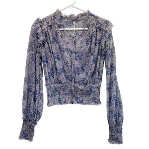 Free People Lavender Floral Ruffle Blouse. Size S/P